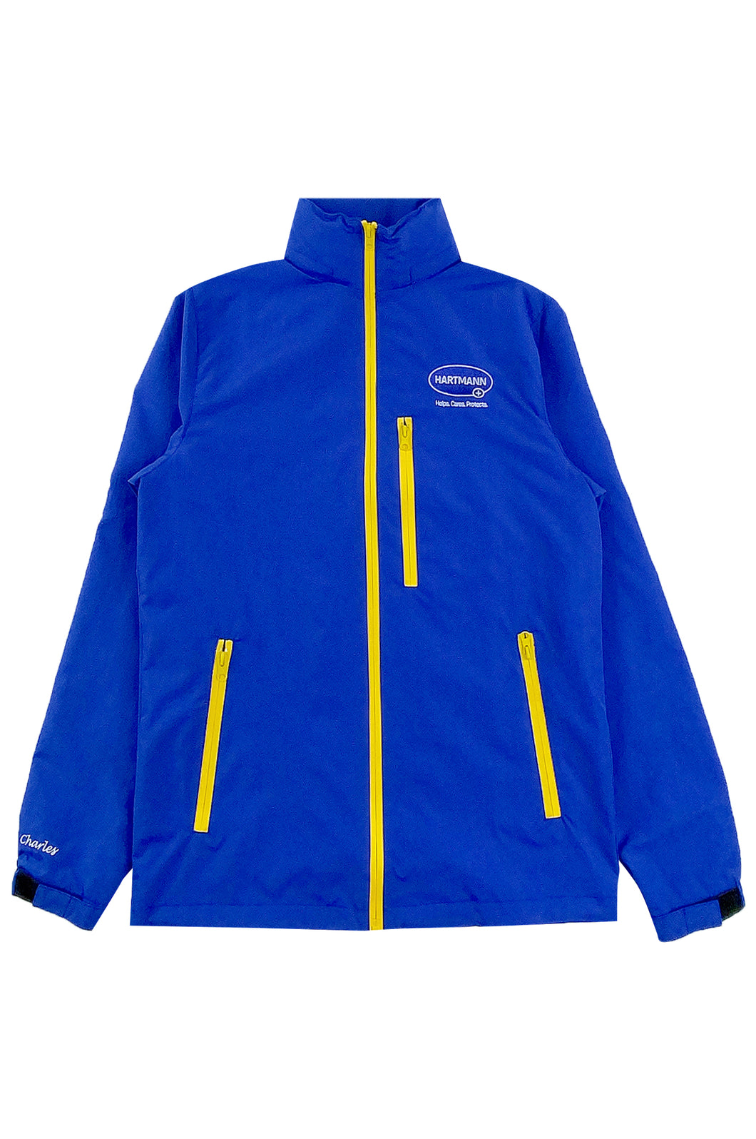 大量訂製長袖藍色風褸外套  前胸拉鏈袋口設計  J1041