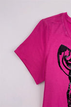 Carregar imagem no visualizador da galeria, 設計女裝T恤珠片斑馬logo 訂製玫紅色純色T恤   T1105
