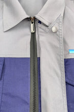 將圖片載入圖庫檢視器 設計灰色撞色寶藍色工業制服 訂製個人設計啪鈕拉鏈橡筋工業制服 D383
