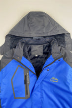 將圖片載入圖庫檢視器 設計黑色拼色寶藍色風褸外套    訂製連帽防水防寒風褸外套 J1007
