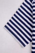 Carregar imagem no visualizador da galeria, 訂製藍白幼間紋圓領T恤     設計男裝夏季團體T恤   T1109
