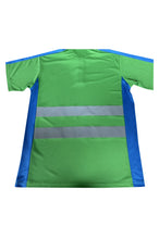 將圖片載入圖庫檢視器 訂製抗熱短袖Polo恤衫 設計绿色撞蓝色短袖反領Polo恤衫  D422
