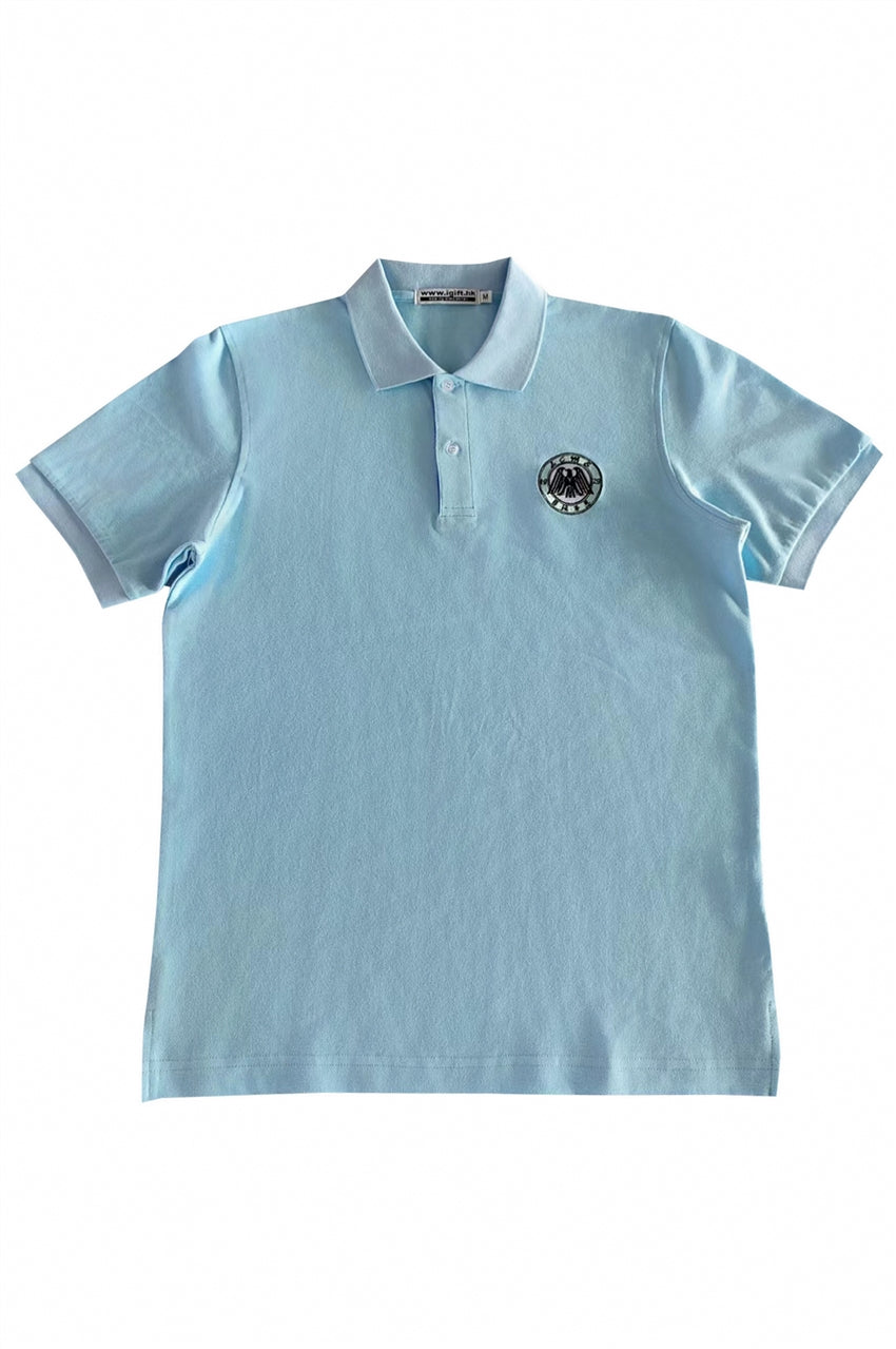 SU333  訂製男裝天藍色短袖反領POLO恤 夏季校服 設計純色繡花logo 麗澤中學 校服生產商