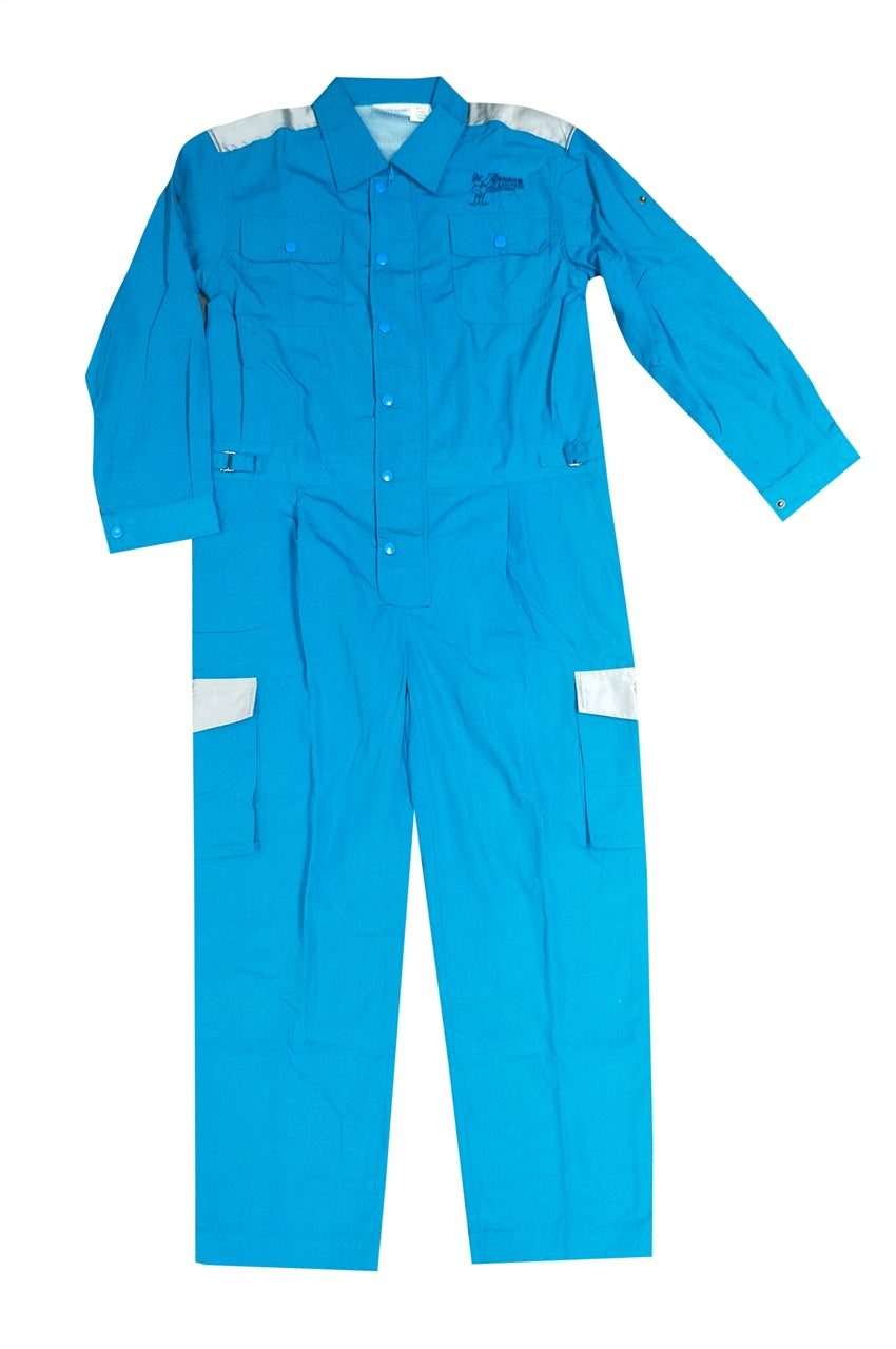 訂製藍色連體工裝工業制服 設計反光條工業制服  D403