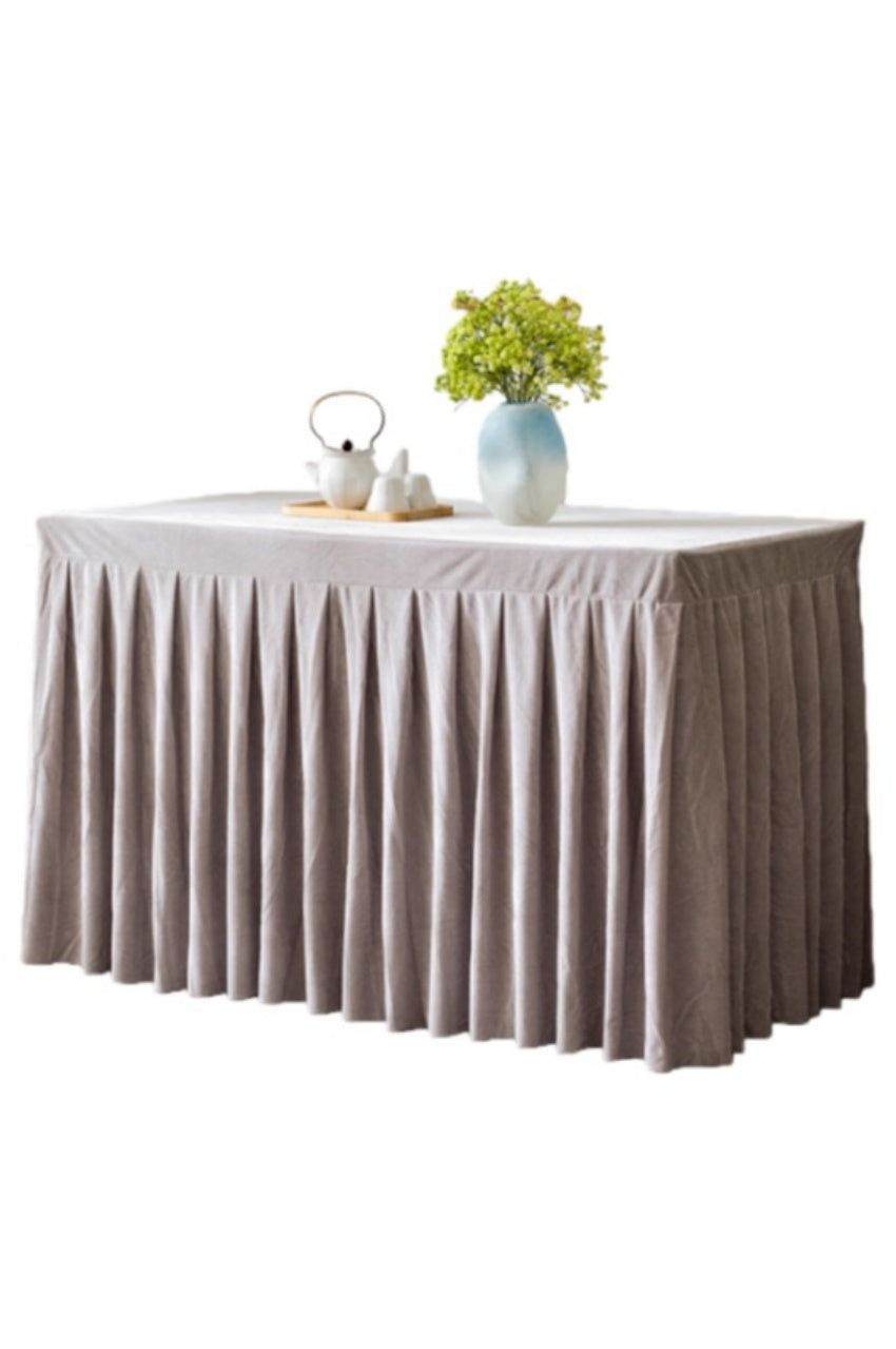 [訂製現貨簡約淺灰色枱套｜有腰款／無腰款可選]｜淺灰色時尚展覽活動枱布｜180 x 60 x 75cm｜香港現貨｜枱布訂做  SKTBC111