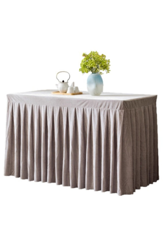 [訂製現貨簡約淺灰色枱套｜有腰款／無腰款可選]｜淺灰色時尚展覽活動枱布｜180 x 60 x 75cm｜香港現貨｜枱布訂做  SKTBC111