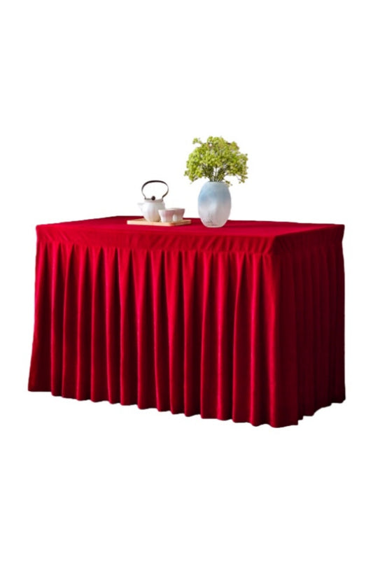 [訂購現貨喜慶正紅色加厚金絲絨枱套] ｜正紅色婚宴慶典活動枱布｜185 × 77cm ×75cm｜香港現貨｜枱布批發  SKTBC112