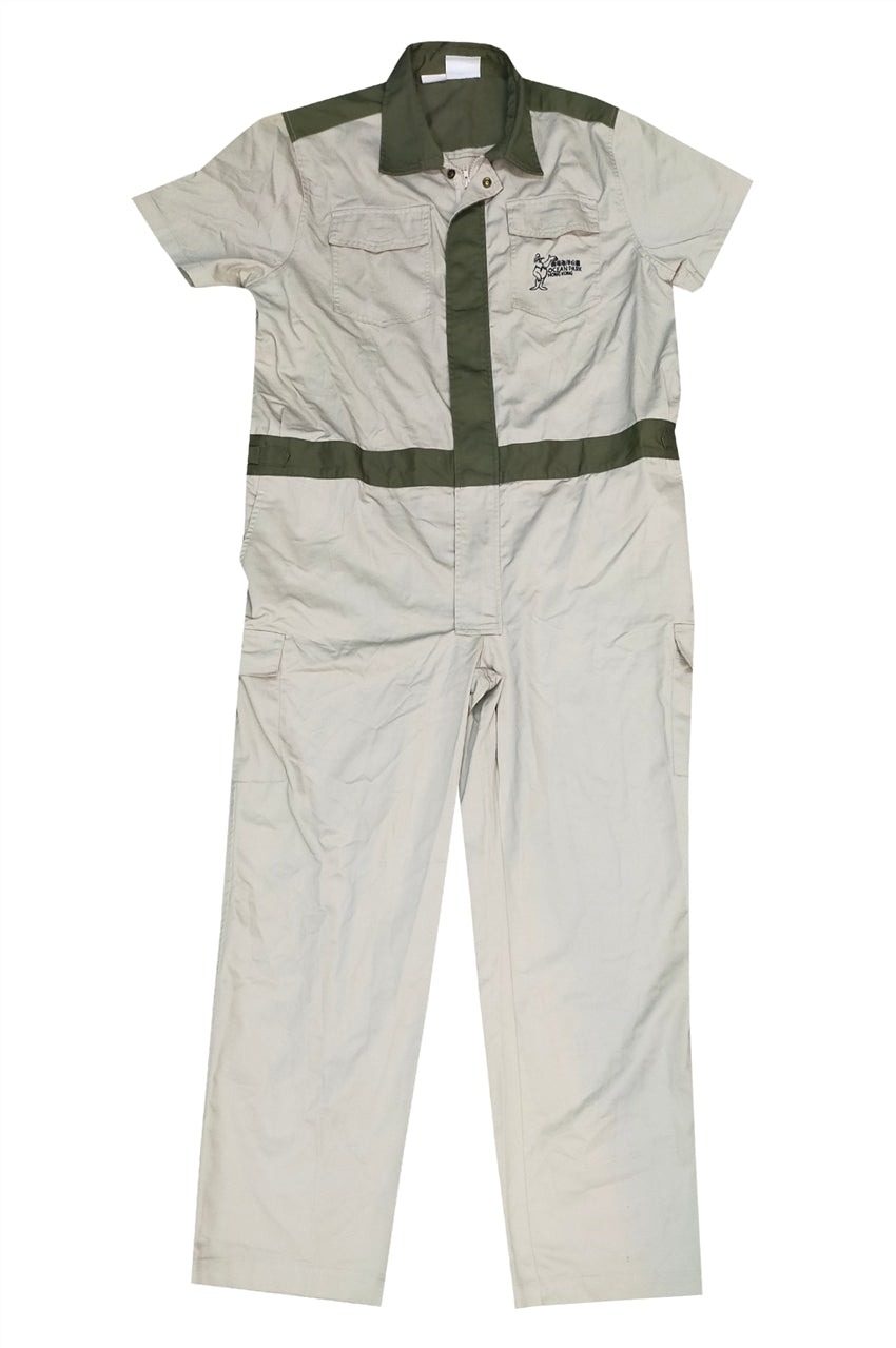 設計短袖撞色領連體工業制服 訂製胸前兩袋工業制服  D404
