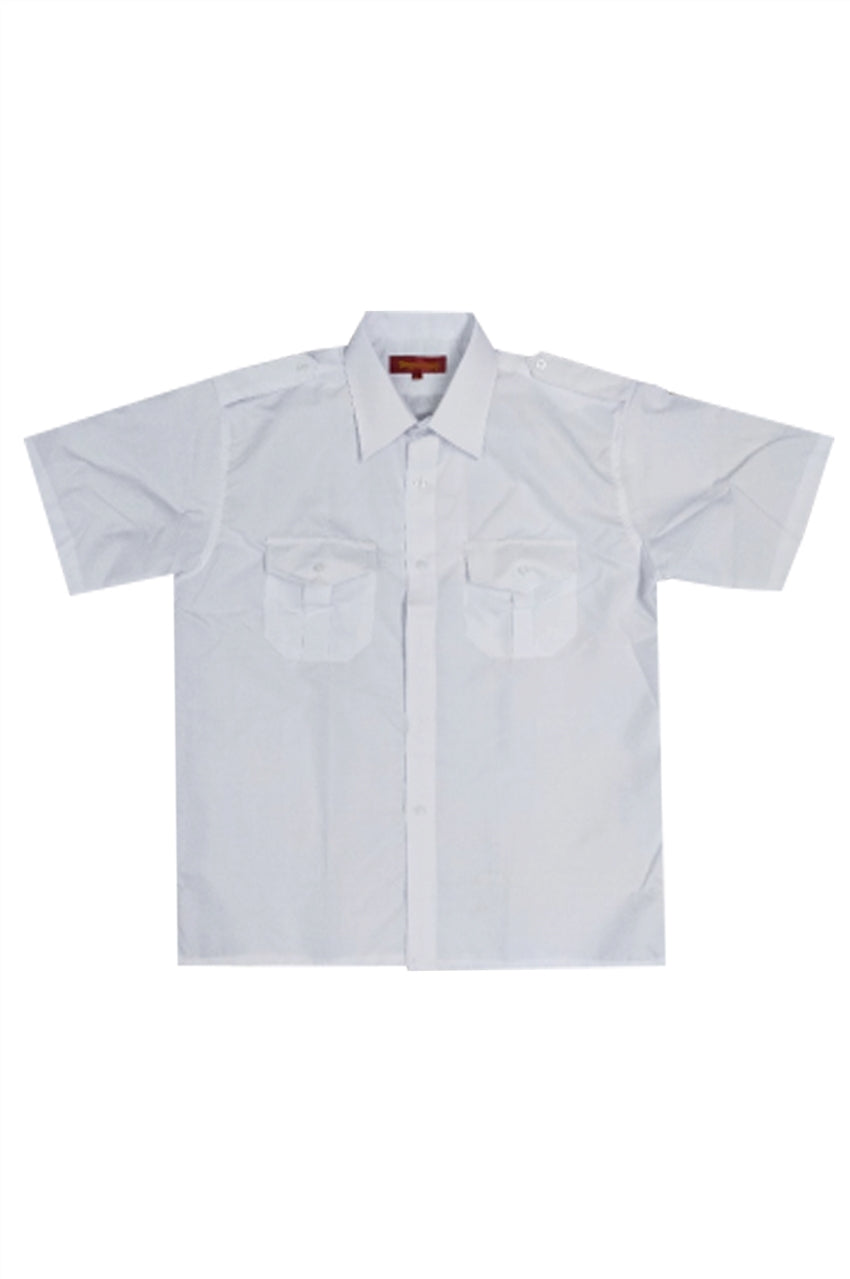 網上訂製夏季純白短袖恤衫 定做純色襯衫  雙袋設計 訂購恤衫 恤衫專門店  HK-YUEFUNG-001