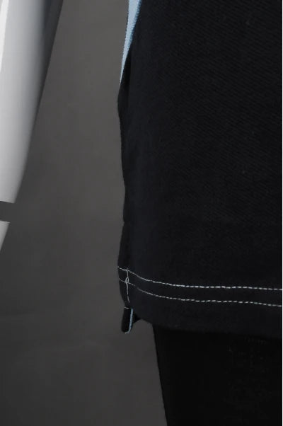 P1091 訂購撞色校服Polo恤  夏季校服  前胸 大叉設計 100%棉 馬術 澳洲 Polo恤製衣廠 黑色撞色天藍色