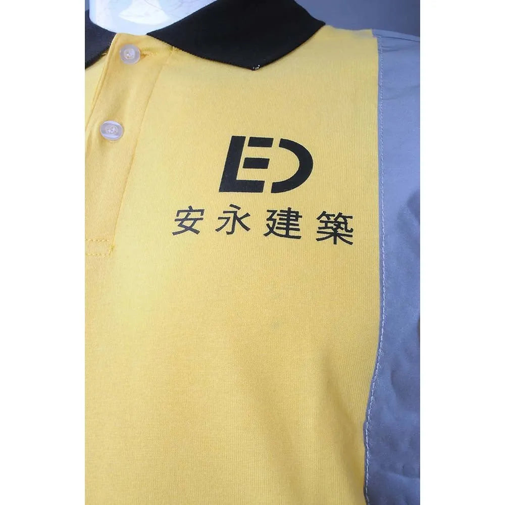 D338 訂製大網眼工業制服 反光條 照片沖印 公司制服 100%涤 工業制服專門店 撞色領黑色 - iGift 澳門一站式制服供應