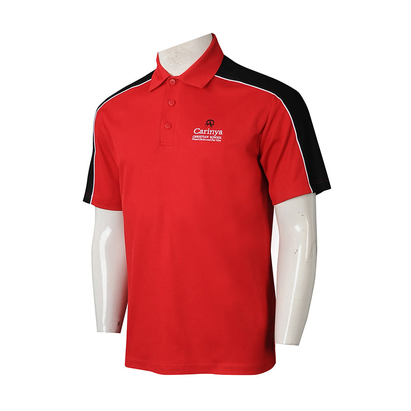 SU291 訂製拼接色短袖校服 設計POLO校服 校服供應商 紅色撞黑色