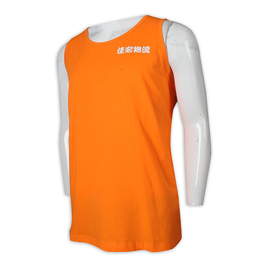 澳門 設計背心T恤橙色無袖男裝物流公司訂製 logo 背心T恤專門店  VT232