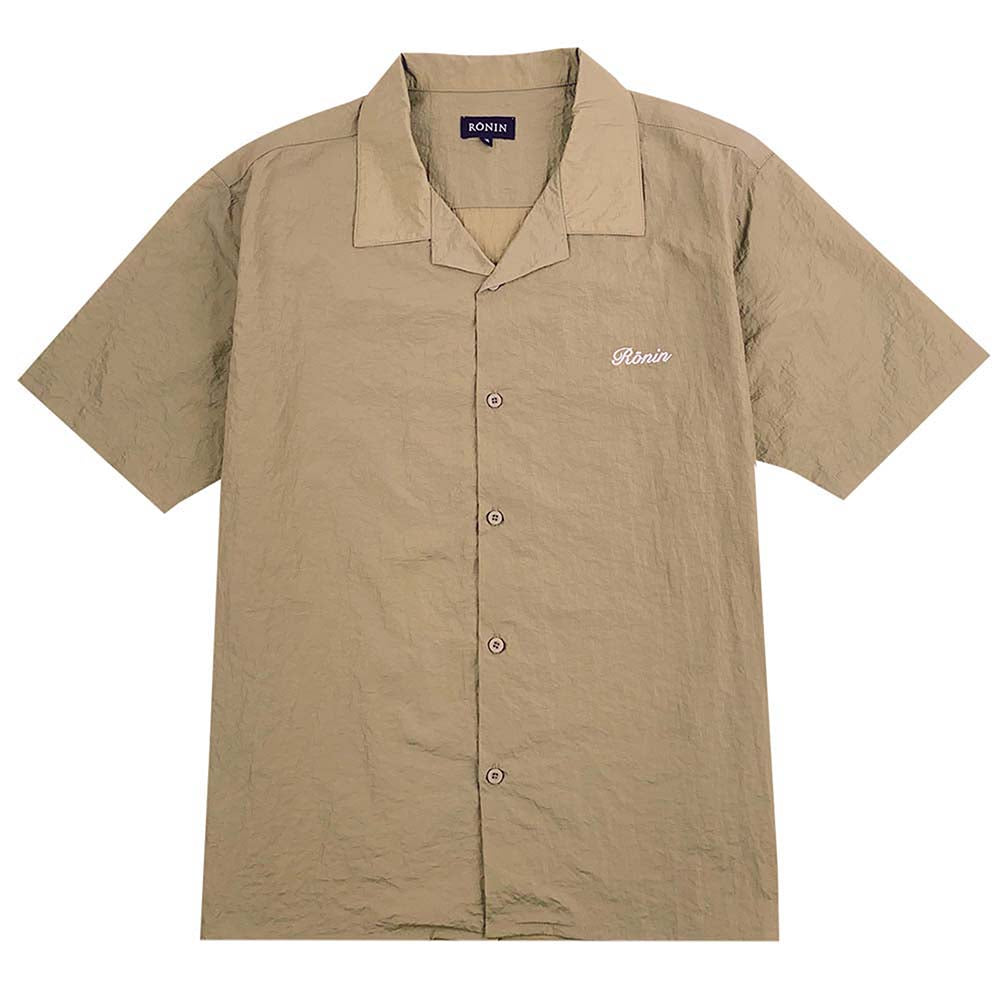R348 製造短袖皺紋布恤衫 個人設計軍綠色團體繡花恤衫 恤衫供應商 時裝款 100%尼龍
