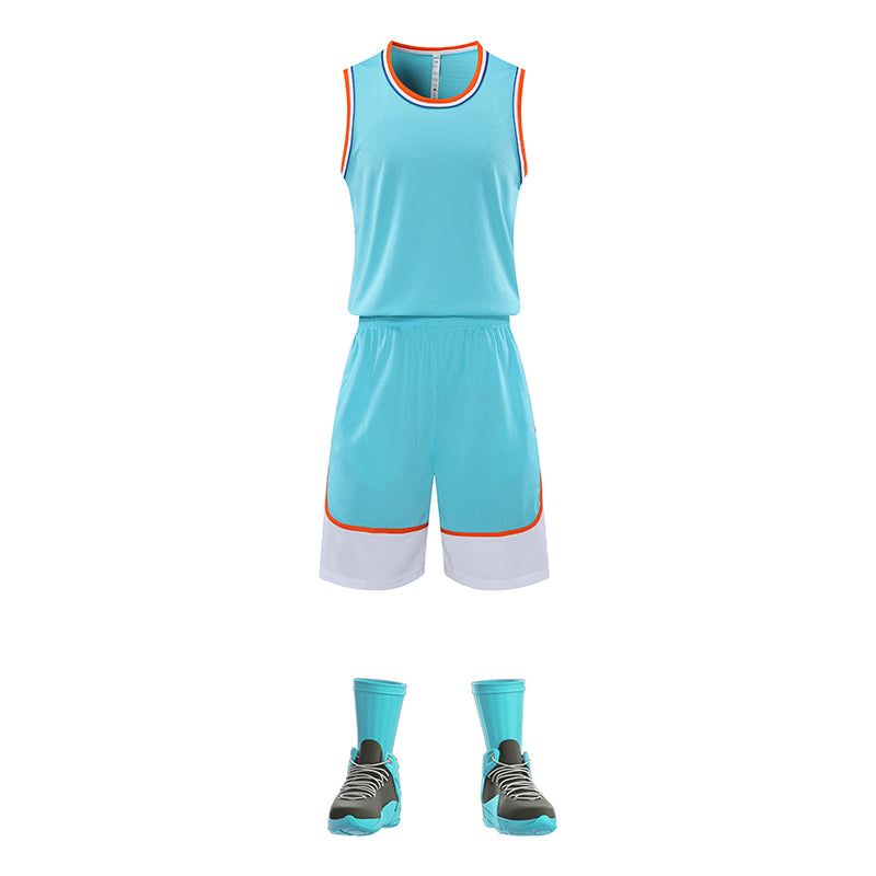 訂購運動比賽籃球服  時尚設計拼色籃球服套裝供應商  57-8910