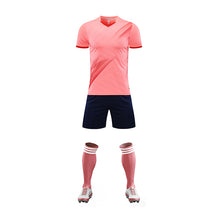 將圖片載入圖庫檢視器 訂做V領休閒足球服  個人設計格紋快乾透氣運動足球服套裝中心  GB5-910Q
