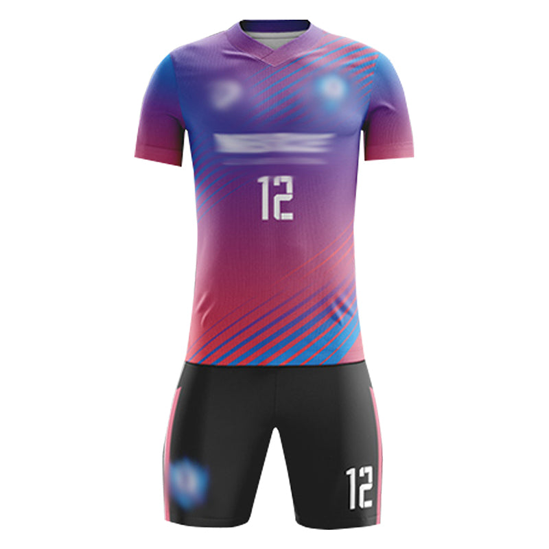 FJ008 訂造團隊足球服套裝 設計短袖吸濕排汗撞色印花足球服 足球套裝供應商