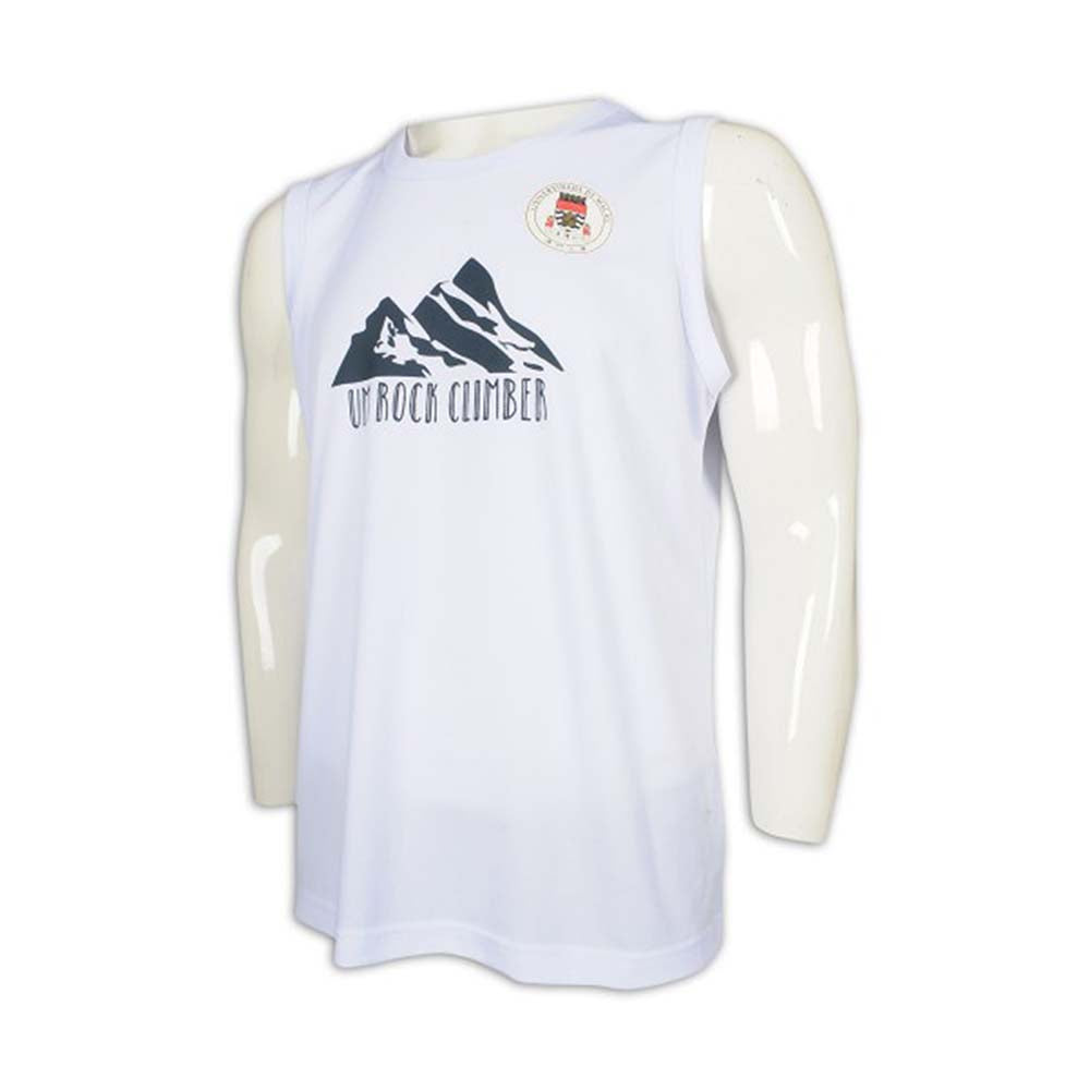 VT224 訂做男裝圓領背心 運動背心T恤 澳門大學 攀岩 攀石 團隊 背心T恤供應商 白色