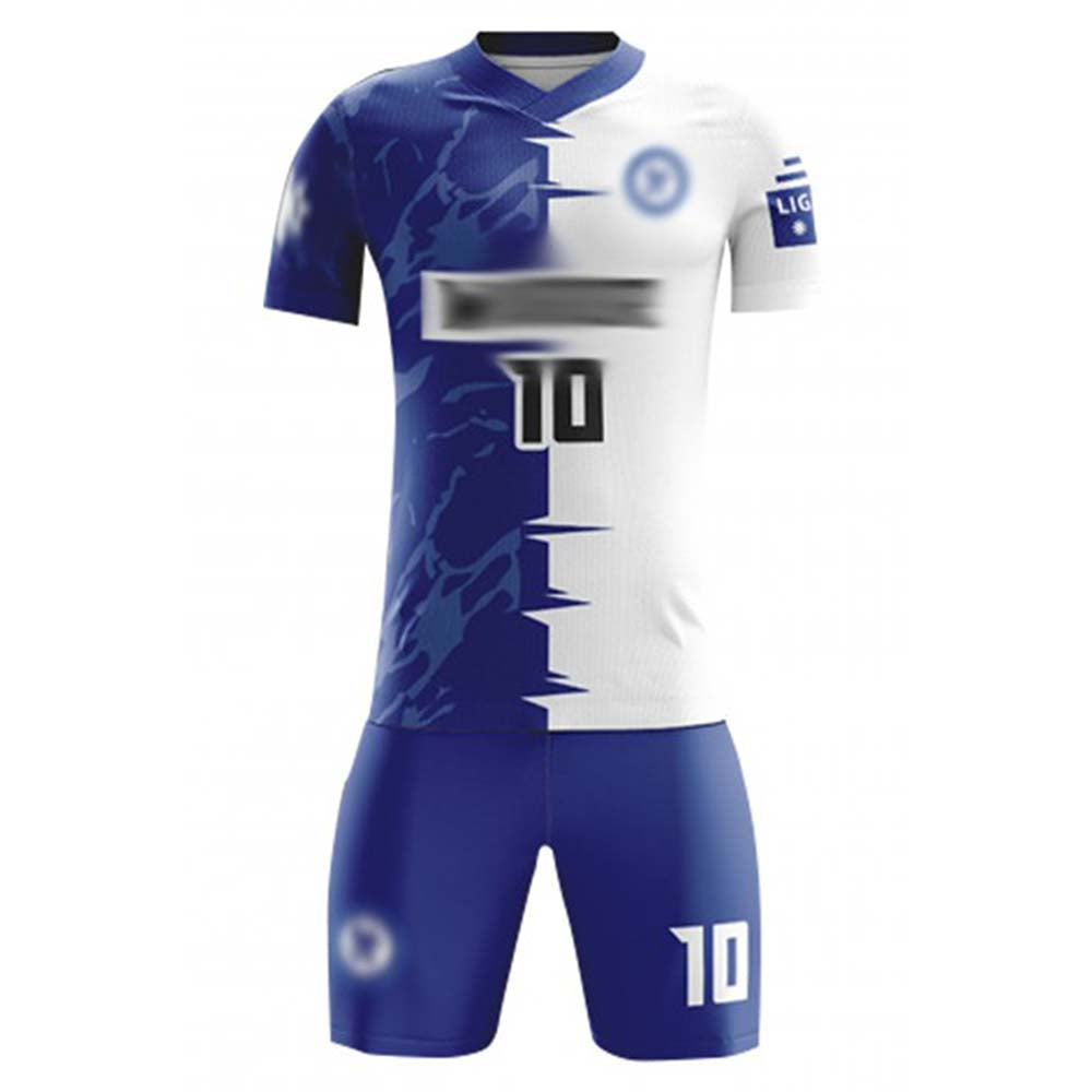 FJ027 訂製訓練隊足球服 設計V領撞色足球服套裝 足球服生產商