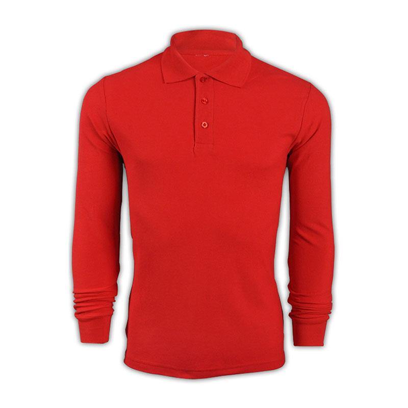 純色 大紅色030長袖男裝Polo恤 1AD01 設計訂製DIY純色polo恤 polo恤供應商 Polo恤價格 SKP203 -訂做