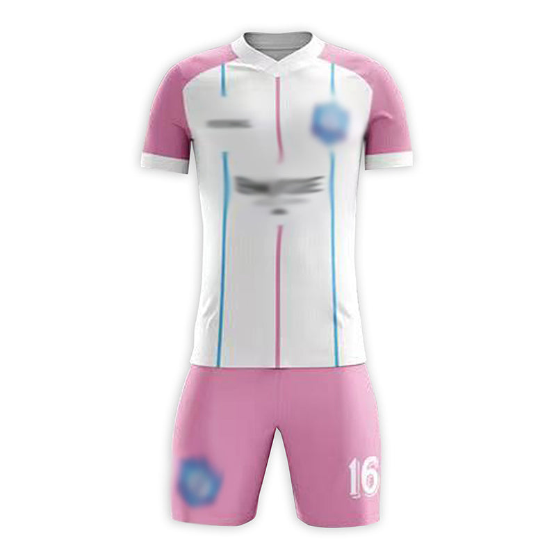 FJ001 訂做比賽足球服套裝 設計V領整件印花足球服 足球套裝供應商