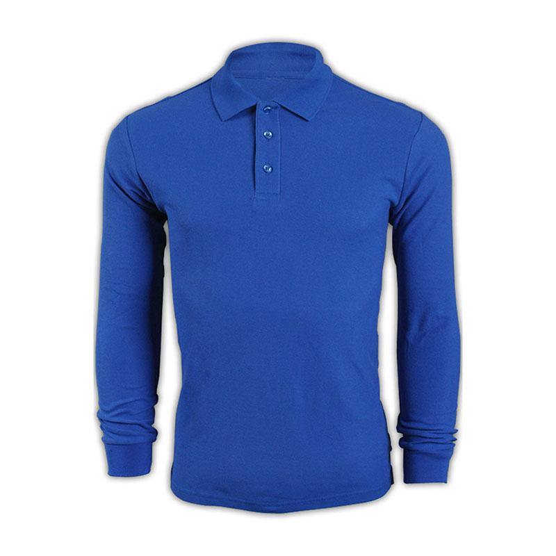 純色 彩藍色094長袖男裝Polo恤 1AD01 來版訂製男裝純色polo恤 DIY polo恤 polo恤生產廠家 Polo恤價格 SKP202 -訂做