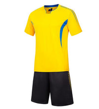 將圖片載入圖庫檢視器 訂購戶外運動足球服  設計撞色拼接布速乾足球服短袖套裝中心  GB1-709
