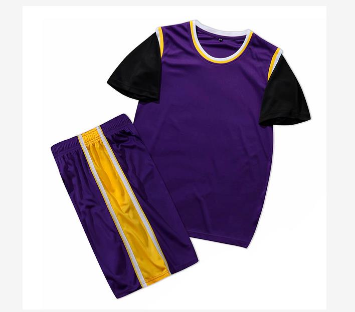 訂做比賽籃球服  自訂拼接撞色袖籃球套裝中心  161-B2014
