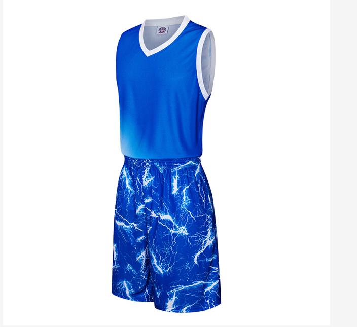 訂做休閒籃球服套裝   印製撞色包邊籃球服中心  GB1-6011