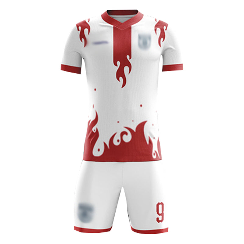 FJ014 網上下單訂製比賽足球服 自訂整件印LOGO撞色V領足球服套裝 足球服專門店