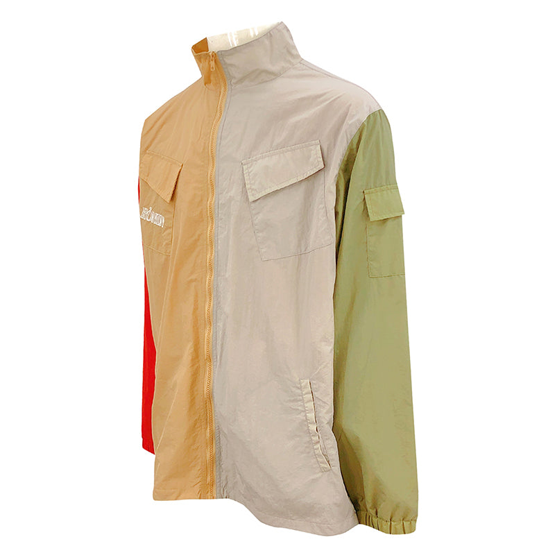J918 設計拼色風褸外套 訂做繡花LOGO 風褸 拉鏈設計 風褸外套工廠 3色 多袋設計 皺布面