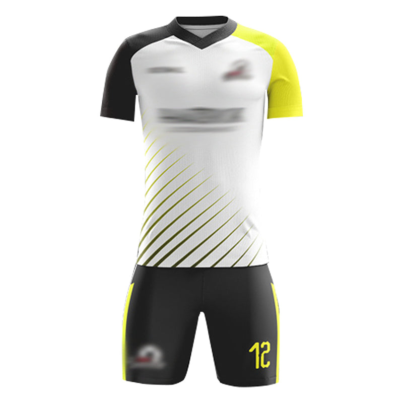 FJ015 大量訂製美式足球服套裝 設計撞色袖V領間條短褲足球服 足球服套裝製衣廠