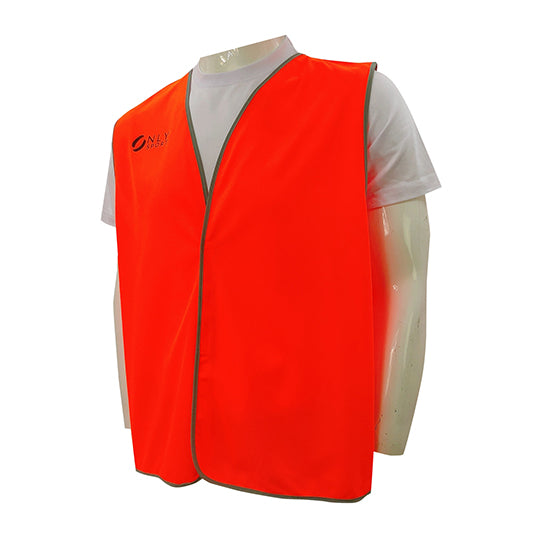澳門 訂購橙色背心外套設計印花logo魔術貼製作背心工廠  V210