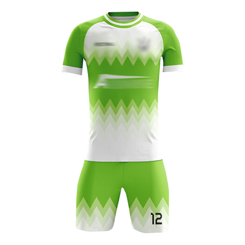 FJ012 訂造社團足球服 設計撞色圓領短袖套裝足球服 足球套裝生產商