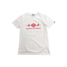 Carregar imagem no visualizador da galeria, T1072 設計紅色繡花logo 訂做純白色T恤 衫袖口標籤logo嘜頭
