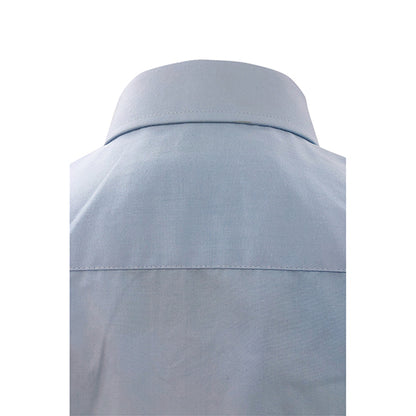 澳門 訂製短袖淺藍色襯衫平紋恤衫布標準領管家部龜背設計  R346