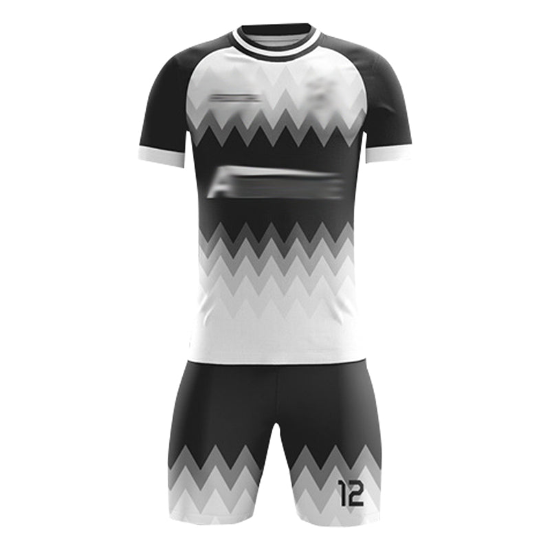 FJ004訂購訓練足球服套裝 設計撞色圓領整件印花足球服 足球服套裝製衣廠