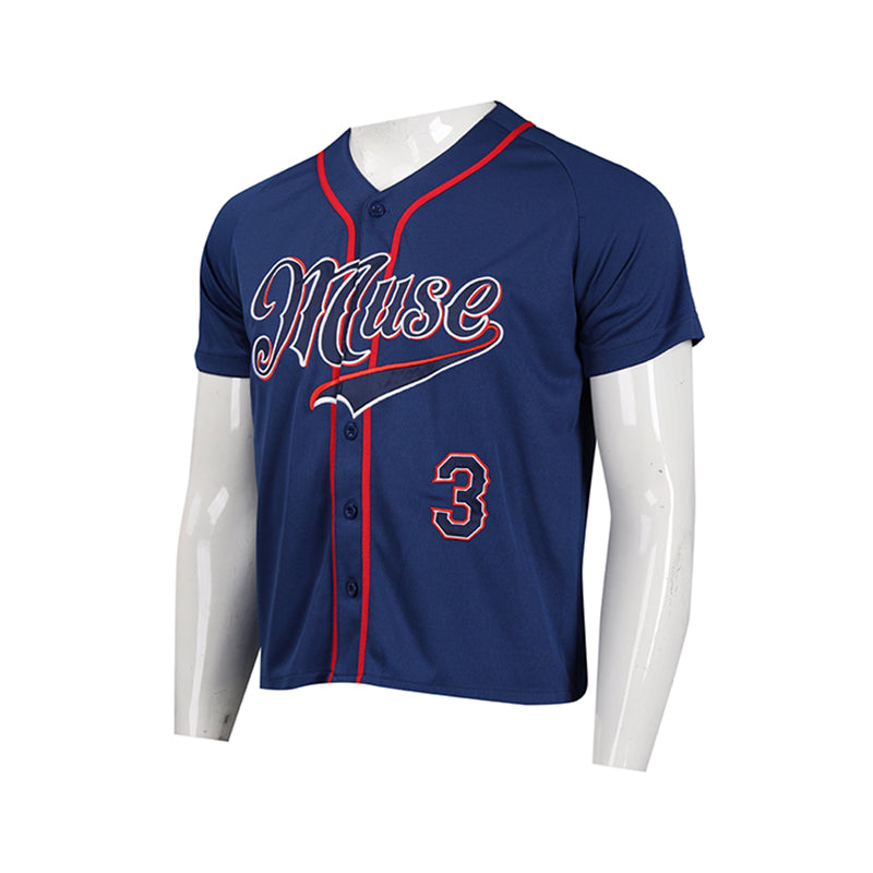BU35 製作個性logo短袖棒球衫 定制繡花 棒球衫製造商