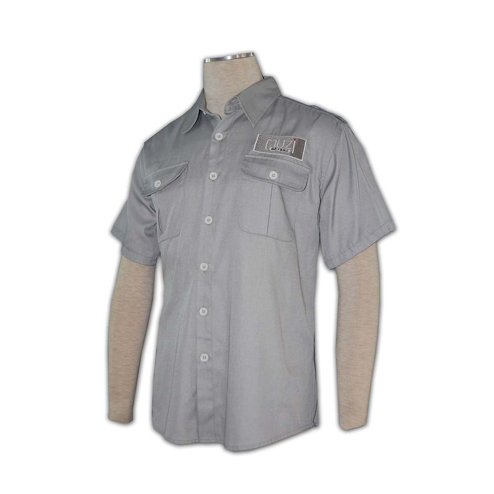 D060 定制工業襯衫恤衫 短袖夏季可定制繡章恤衫供應商