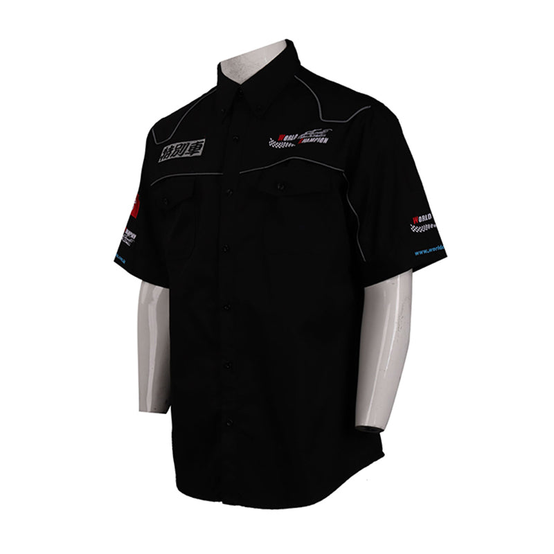 DS070 設計黑色繡花logo制服 拖車行業公司 制服 機恤 維修 機恤衫製造商