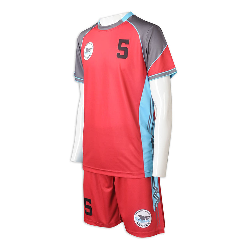 WTV177 來樣訂製籃球運動套裝 網上下單拼色款運動套裝 印花logo 紅色+灰色