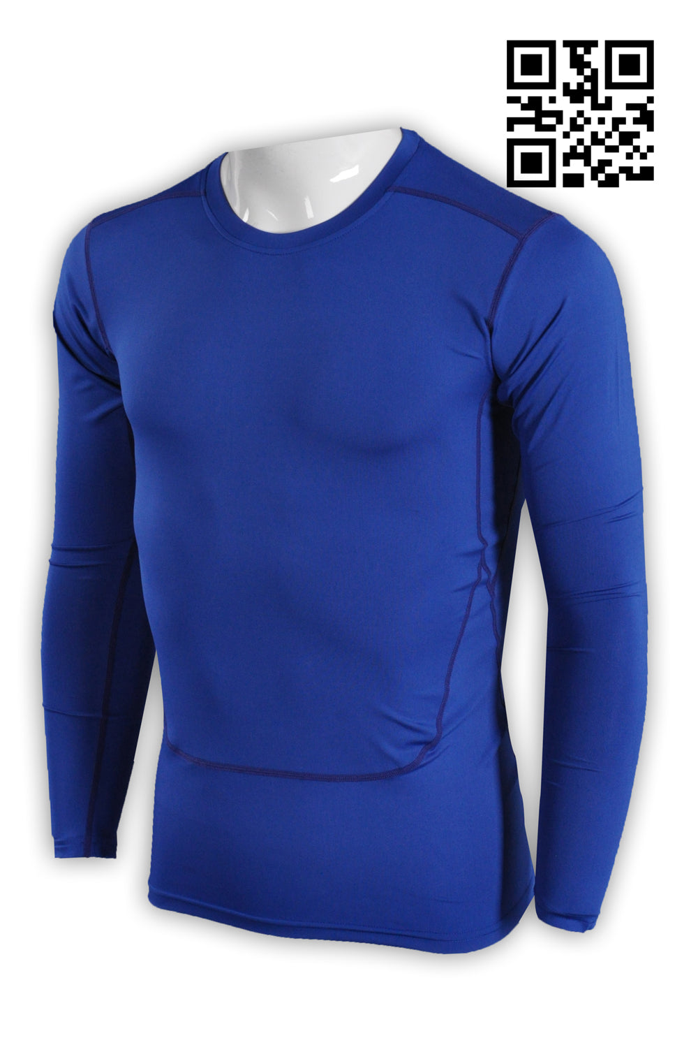 W174設計純色緊身運動衫 訂造健身專用T恤 度身訂造運動長袖T恤 T恤專門店 彩藍色