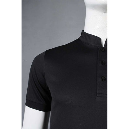 澳門 製作運動衫 黑色立領運動衫吸排網眼布中式唐裝企領功夫衫 W212