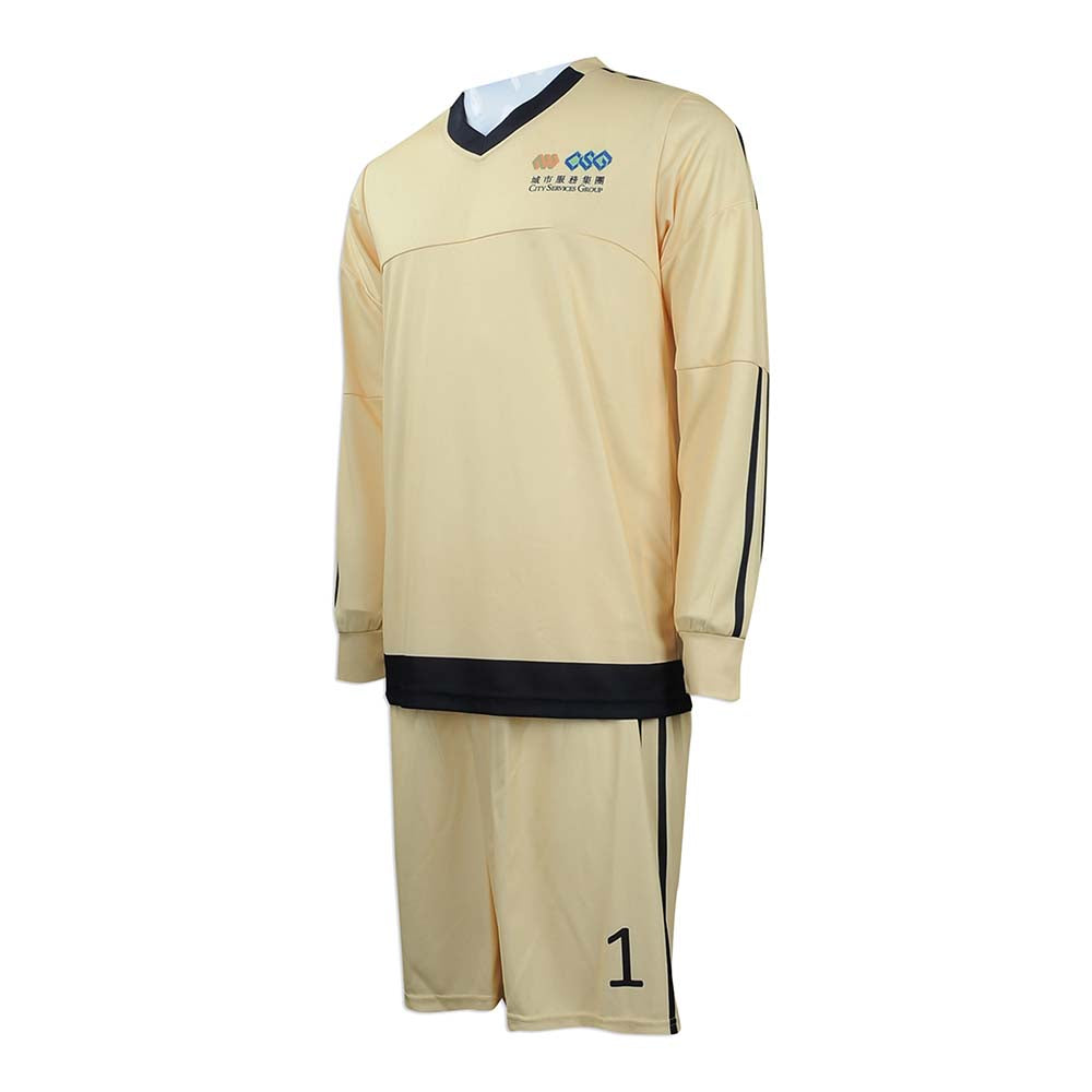 WTV143 來樣訂造長袖運動套裝 團體訂購運動套裝 足球波衫 足球隊衫 運動套裝製造商 米黃色