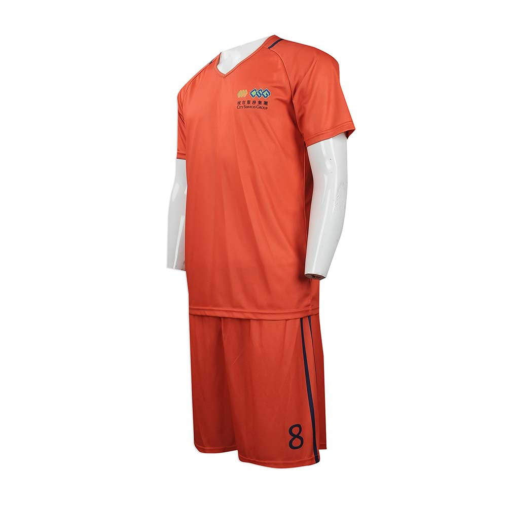 WTV144 度身訂製運動套裝 網上下單運動套裝 V領 足球波衫 足球隊衫運動套裝供應商 橙色