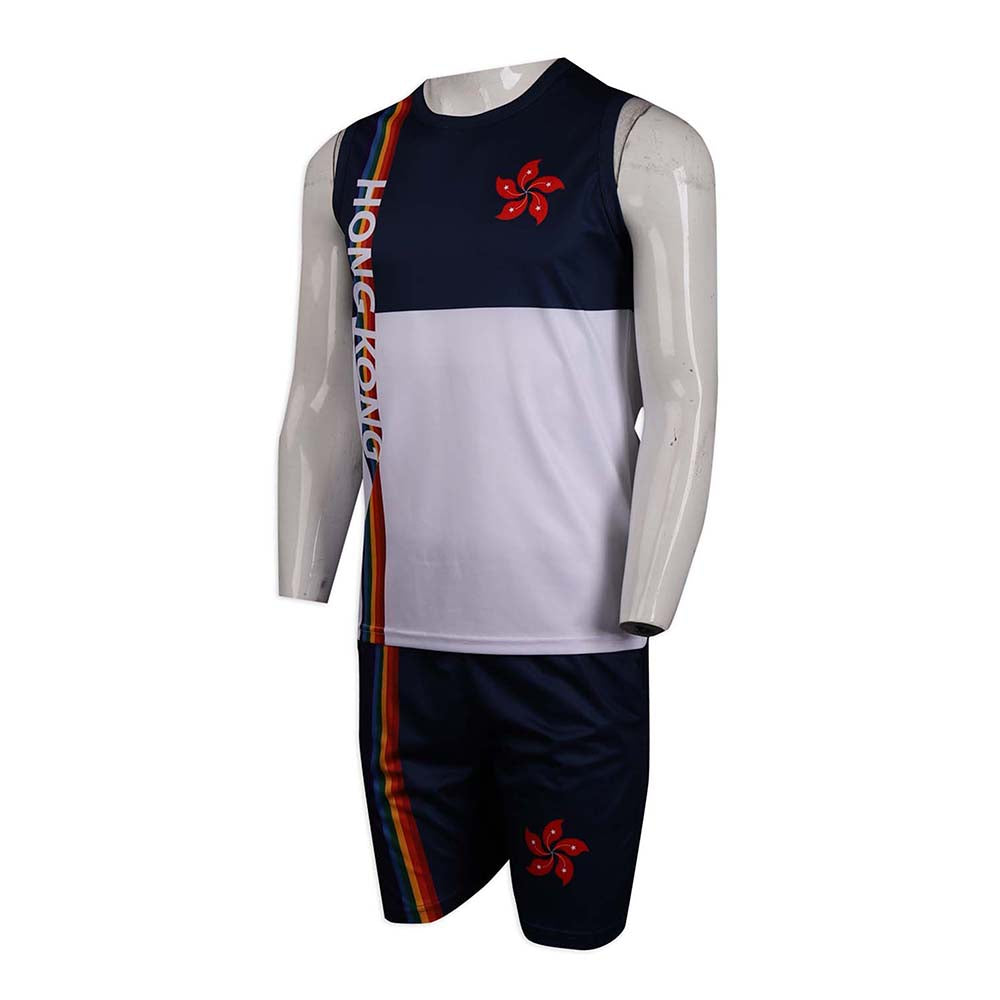 WTV159 訂做撞色款運動套裝 香港 代表運動衫 選手衫 運動套裝製造商 白色 撞色寶藍色