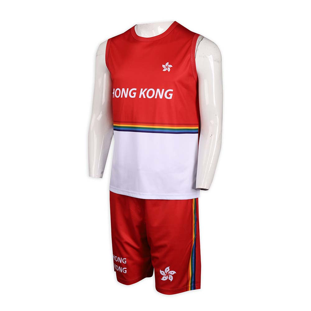WTV163 訂製背心款 運動套裝 香港 代表運動衫 選手衫 運動套裝生產商 紅色白色衣服 紅色褲子