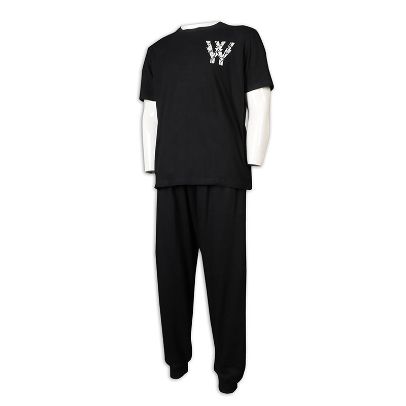 WTV167 訂購短袖T恤運動套裝 製造束腳運動套裝 橡筋褲頭 運動套裝中心 黑色