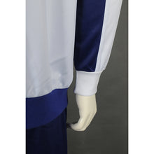 將圖片載入圖庫檢視器 WTV168 設計冬季運動套裝 金光絨 運動服 澳門百辦商會 運動套裝製造商 白色衣服寶藍色褲子
